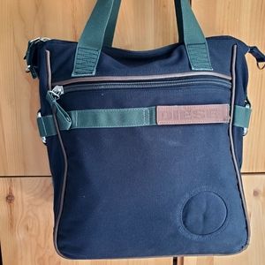 Diesel Spare Parts Tote Bag in Black with Green Strapping